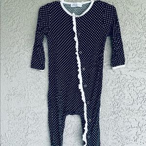 GUC 12-18m baby Goosebumps Black & White Polkadot One Piece Snap with Ruffle